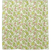 Wilde rozen en vlinders /roze/lichtgroen/geel douchegordijn (Voorkant)