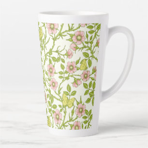 Wilde rozen en vlinders /roze/lichtgroen/geel latte mok