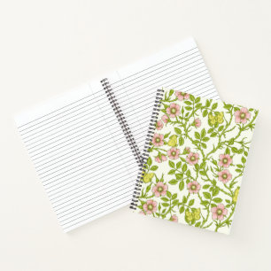 Wilde rozen en vlinders /roze/lichtgroen/geel notitieboek