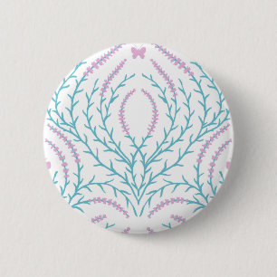 Wilde rozen en vlinders /roze/lichtgroen/geel ronde button 5,7 cm