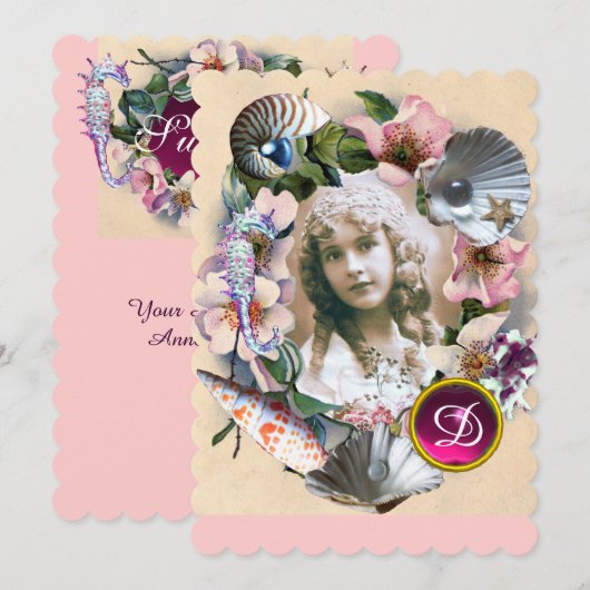 WILDE ROZEN EN ZEESCHELLEN SCHAKELEN 16 FOTO-TEMPL KAART (Voorkant / Achterkant)