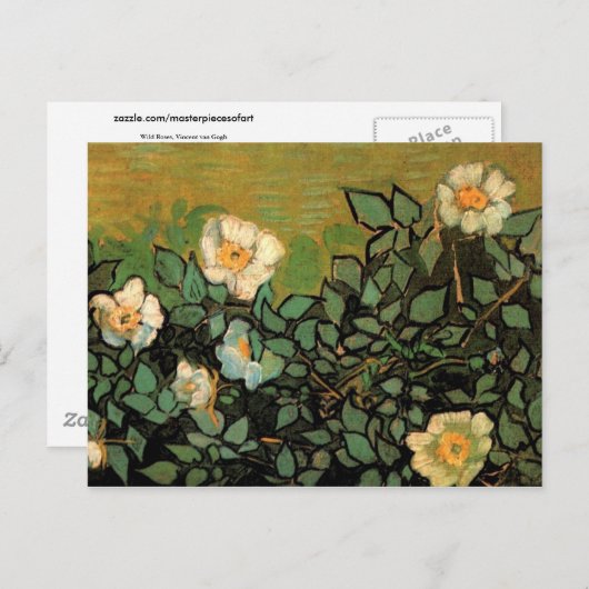 Wilde Rozen (F597) Van Gogh Fine Art Briefkaart (Voorkant / Achterkant)
