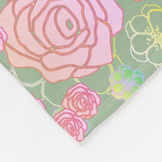 Wilde Rozen Fleece Deken (Hoek)