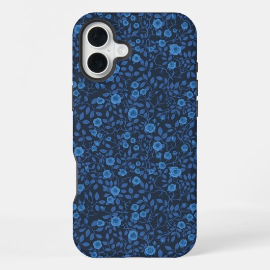 Wilde rozen in blauw iPhone hoesje (Achterkant)
