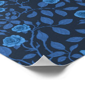 Wilde rozen in blauw poster (Hoek)