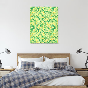 Wilde rozen in geel en groen canvas afdruk