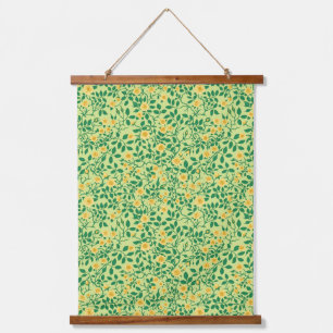 Wilde rozen in geel en groen hangend wandkleed