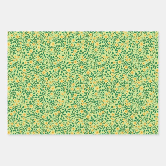 Wilde rozen in geel en groen inpakpapier vel (Voorkant 2)