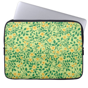 Wilde rozen in geel en groen laptop sleeve