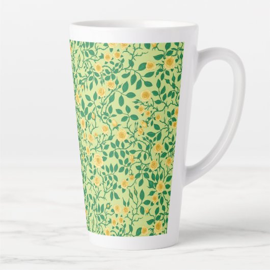 Wilde rozen in geel en groen latte mok (Rechts)