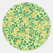 Wilde rozen in geel en groen ronde sticker (Voorkant)