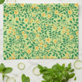 Wilde rozen in geel en groen theedoek (Gevouwen)