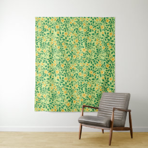 Wilde rozen in geel en groen wandkleed