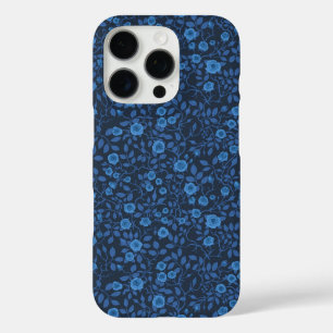 Wilde rozen in het blauw iPhone 16 pro hoesje