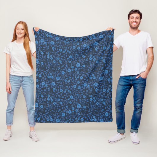 Wilde rozen in het blauw fleece deken (In situ)