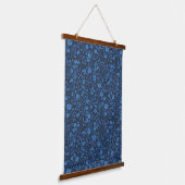 Wilde rozen in het blauw hangend wandkleed (Gebogen)