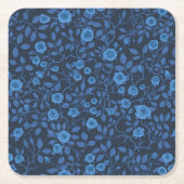 Wilde rozen in het blauw kartonnen onderzetters (Voorkant)