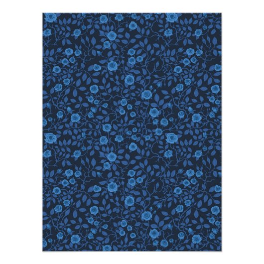 Wilde rozen in het blauw perfect poster (Voorkant)