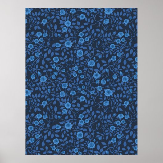Wilde rozen in het blauw poster (Voorkant)