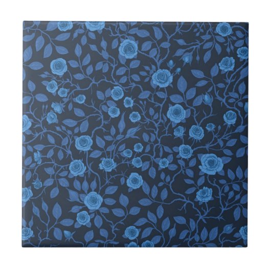 Wilde rozen in het blauw tegeltje (Voorkant)
