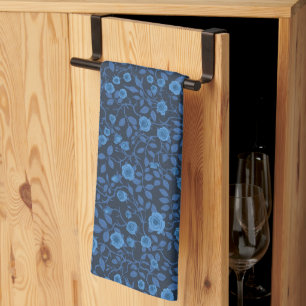 Wilde rozen in het blauw theedoek