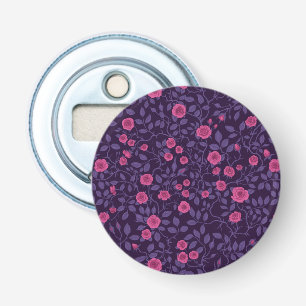 Wilde rozen in roze en paarse kleuren button flesopener