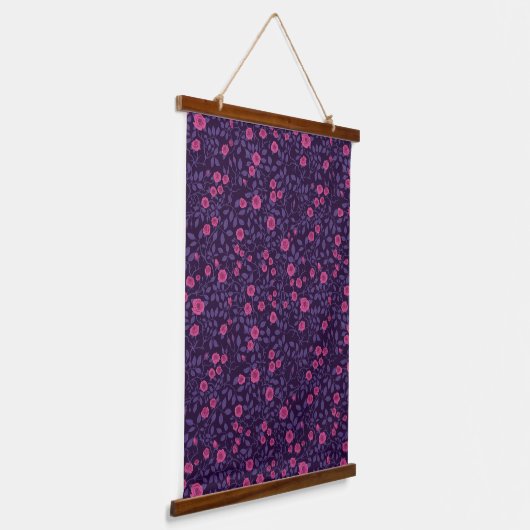 Wilde rozen in roze en paarse kleuren hangend wandkleed (Gebogen)