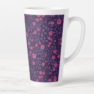 Wilde rozen in roze en paarse kleuren latte mok