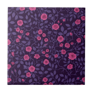 Wilde rozen in roze en paarse kleuren tegeltje