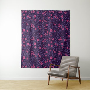 Wilde rozen in roze en paarse kleuren wandkleed