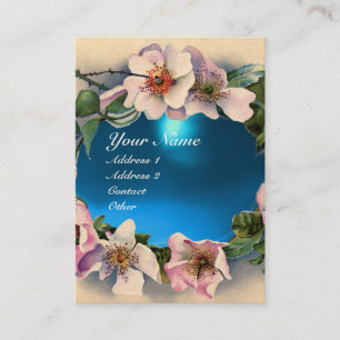 WILDE ROZEN MET AQUA BLUE GEM STONE MONOGRAM VISITEKAARTJE