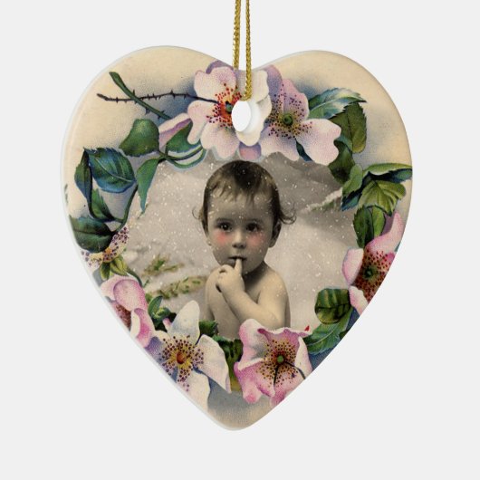 WILDE ROZEN MET GEM STONE MONOGRAM FOTO TEMPLATE KERAMISCH ORNAMENT (Rechts)