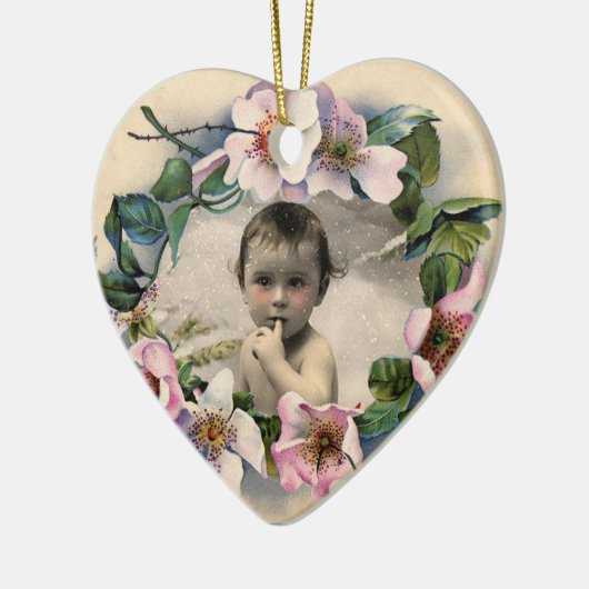 WILDE ROZEN MET GEM STONE MONOGRAM FOTO TEMPLATE KERAMISCH ORNAMENT (Links)