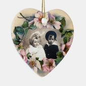 WILDE ROZEN MET GEM STONE MONOGRAM FOTO TEMPLATE KERAMISCH ORNAMENT (Rechts)