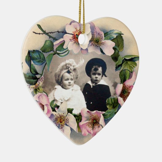 WILDE ROZEN MET GEM STONE MONOGRAM FOTO TEMPLATE KERAMISCH ORNAMENT (Rechts)