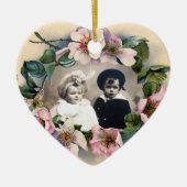 WILDE ROZEN MET GEM STONE MONOGRAM FOTO TEMPLATE KERAMISCH ORNAMENT (Voorkant)