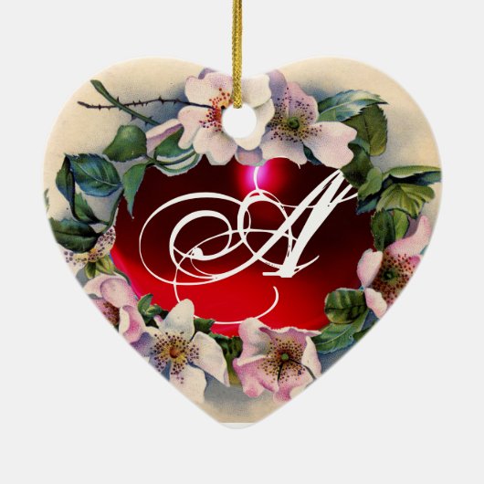 WILDE ROZEN MET GEM STONE MONOGRAM FOTO TEMPLATE KERAMISCH ORNAMENT (Achterkant)