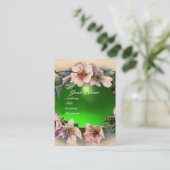 WILDE ROZEN MET GROENE GEM STONE MONOGRAM VISITEKAARTJE (Staand voorkant)