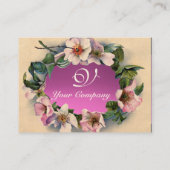 WILDE ROZEN MET PINK PAARS GEM STONE MONOGRAM VISITEKAARTJE (Achterkant)