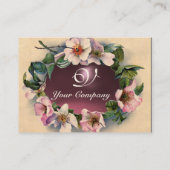 WILDE ROZEN MET PINK PAARS GEM STONE MONOGRAM VISITEKAARTJE (Achterkant)