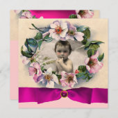 WILDE ROZEN MET PINK RIBBON FOTO-TEMPLATE KAART (Voorkant / Achterkant)