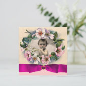 WILDE ROZEN MET PINK RIBBON FOTO-TEMPLATE KAART (Staand voorkant)