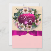 WILDE ROZEN MET PINK RIBBON,MONOGRAM KAART (Voorkant)