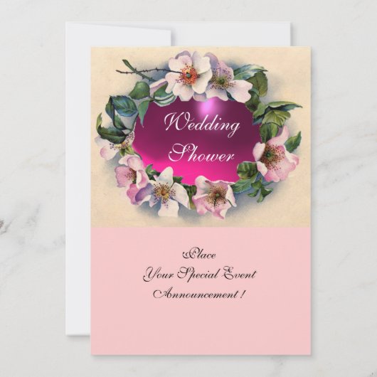 WILDE ROZEN MET PINK RIBBON,MONOGRAM KAART (Achterkant)