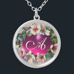 WILDE ROZEN MET ROZE FUCHSIA EDELSTEEN ZILVER VERGULDEN KETTING<br><div class="desc">Elegant, klassiek, klassiek bloemontwerp. Prachtige roze rozen met een felle fuchsia amethyst gem stone .3D graphics en digitaal bewerken in stijl door Bulgan Lumini (c) Gemakkelijk aan te passen met uw initialen en eigen tekst als trouwceremonie, plaatskaarten, save-the-date .favors, dankuwel .vrijgezellenfeesten .baby showers .Sweet 16 verjaardagen, Bat Mitzvah , afstuderen...</div>
