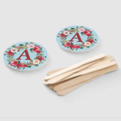 Wilde Rozen met Spun Sugar Blue Background Handwaaier (Niet-gemonteerd)