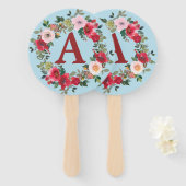 Wilde Rozen met Spun Sugar Blue Background Handwaaier (Voorkant en achterkant)