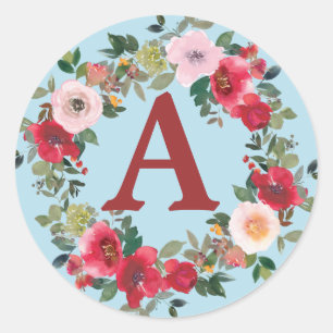 Wilde Rozen met Spun Sugar Blue Background Ronde Sticker