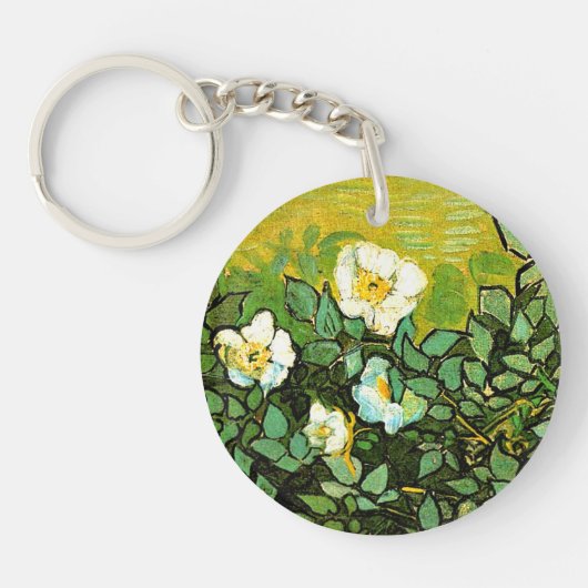 Wilde Rozen, mooi schilderij van Vincent van Gogh Sleutelhanger (Voorkant)