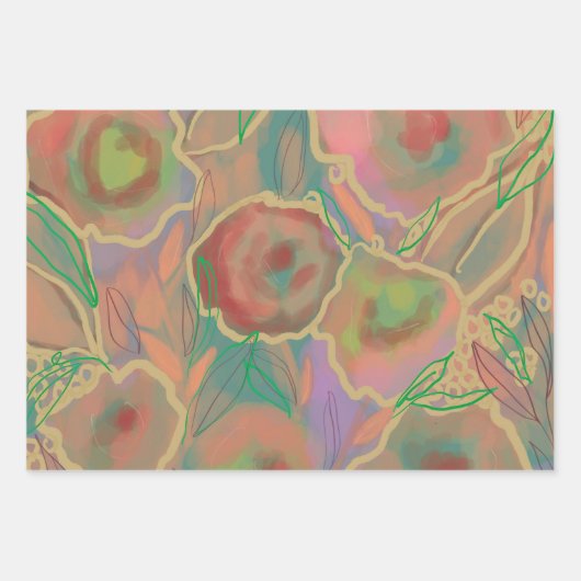 Wilde Rozen Multicolored Inpakpapier Vel (Voorkant 3)